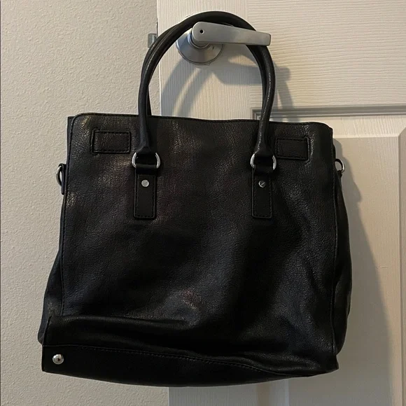 Michael Kors Black Leather Handbag with Silver Accents - Picture 2 of 5